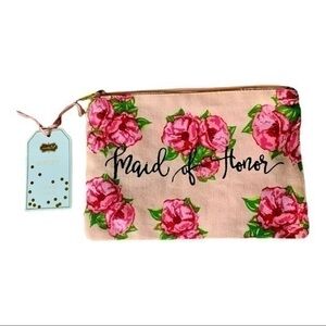 🔴NWT David’s bridal by Mudpie Maid of honor floral Makeup bag